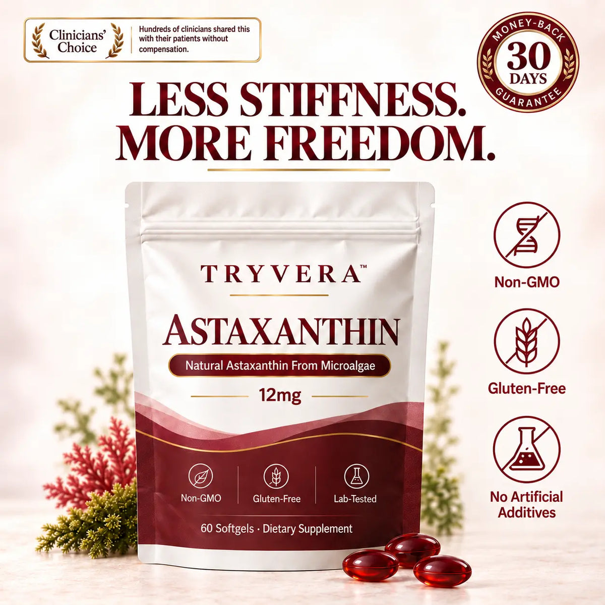 TryVera Astaxanthin 12mg – Nature’s Powerful Antioxidant for Joint Comfort, Mobility & Cellular Protection