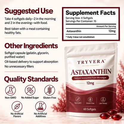 TryVera Astaxanthin 12mg – Nature’s Powerful Antioxidant for Joint Comfort, Mobility & Cellular Protection