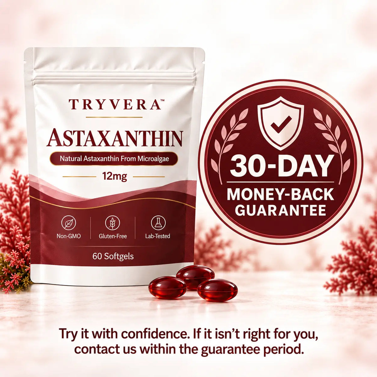 TryVera Astaxanthin 12mg – Nature’s Powerful Antioxidant for Joint Comfort, Mobility & Cellular Protection